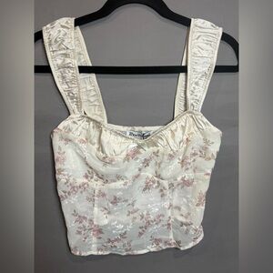 Princess Polly Floral Sheer Ruched Tank Top, Size 4, NWT